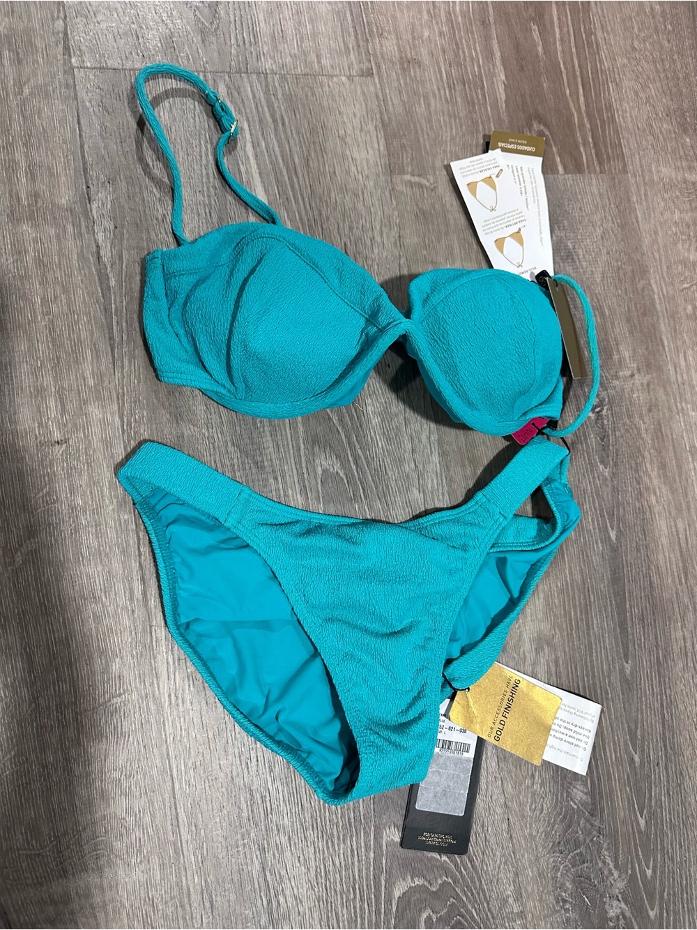 Vix Paulahermanny Turquoise Textured Underwire Bikini Set - Women Swim